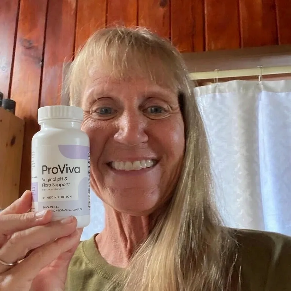 Person smiling and holding a bottle labeled 'Cosara' in a wooden room.